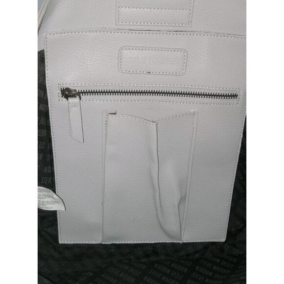Steve Madden Logo Strap Extra Large Grey Shoulder Crossbody Messenger Bag Tote - Picture 5 of 7
